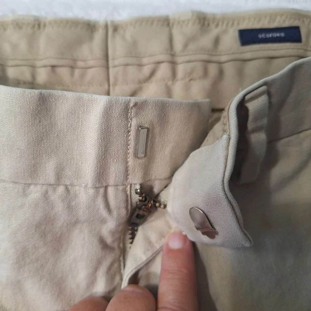 J. Crew Bedford Linen Cotton Pants Mens 32X32 Oatmeal Coastal Preppy Beachy